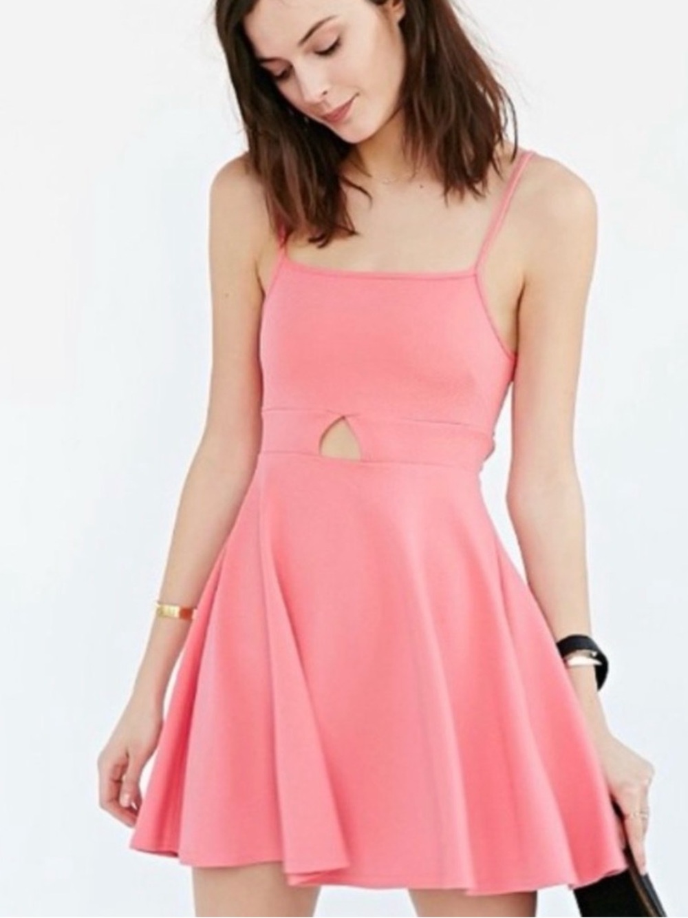 Oh My Love Pink Spaghetti-Strap Skater Dress